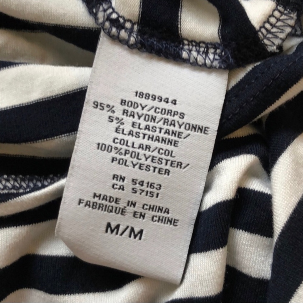 Tommy Hilfiger Nautical Short Sleeved Navy & White Striped Top, Size Medium - Picture 6 of 6